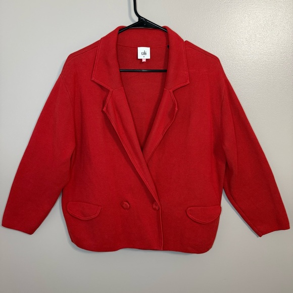 CAbi Jackets & Blazers - CAbi 4479 Red Coronation Blazer Knit Double Breasted Heart of CAbi Women’s M